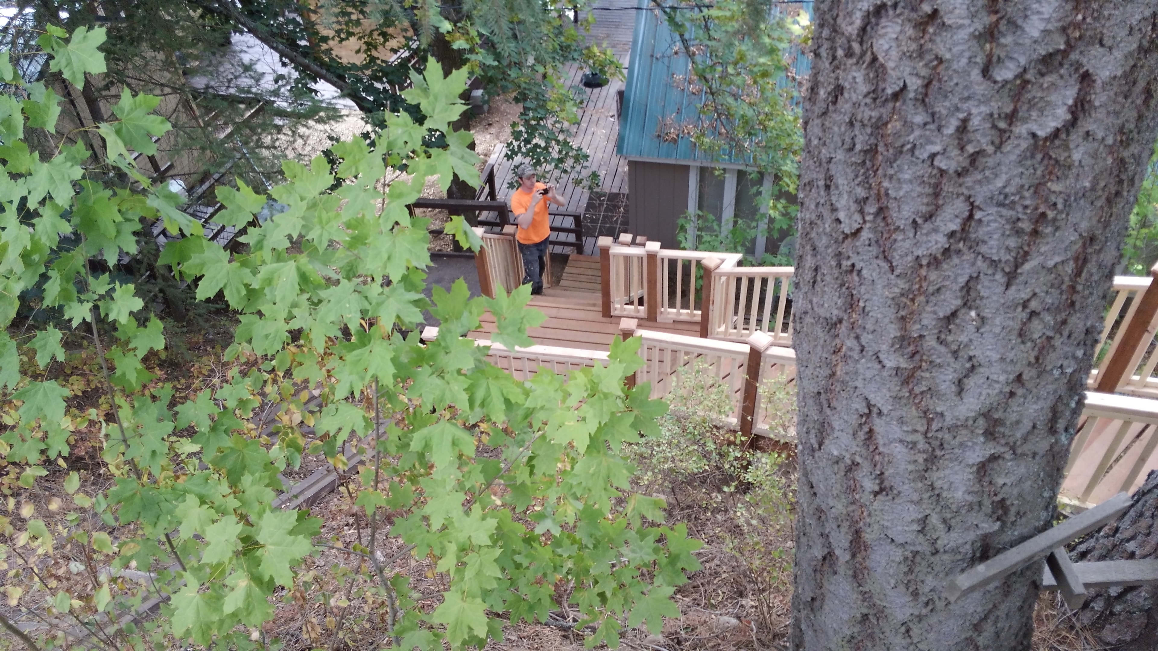 Completed wooded deck and staircase project