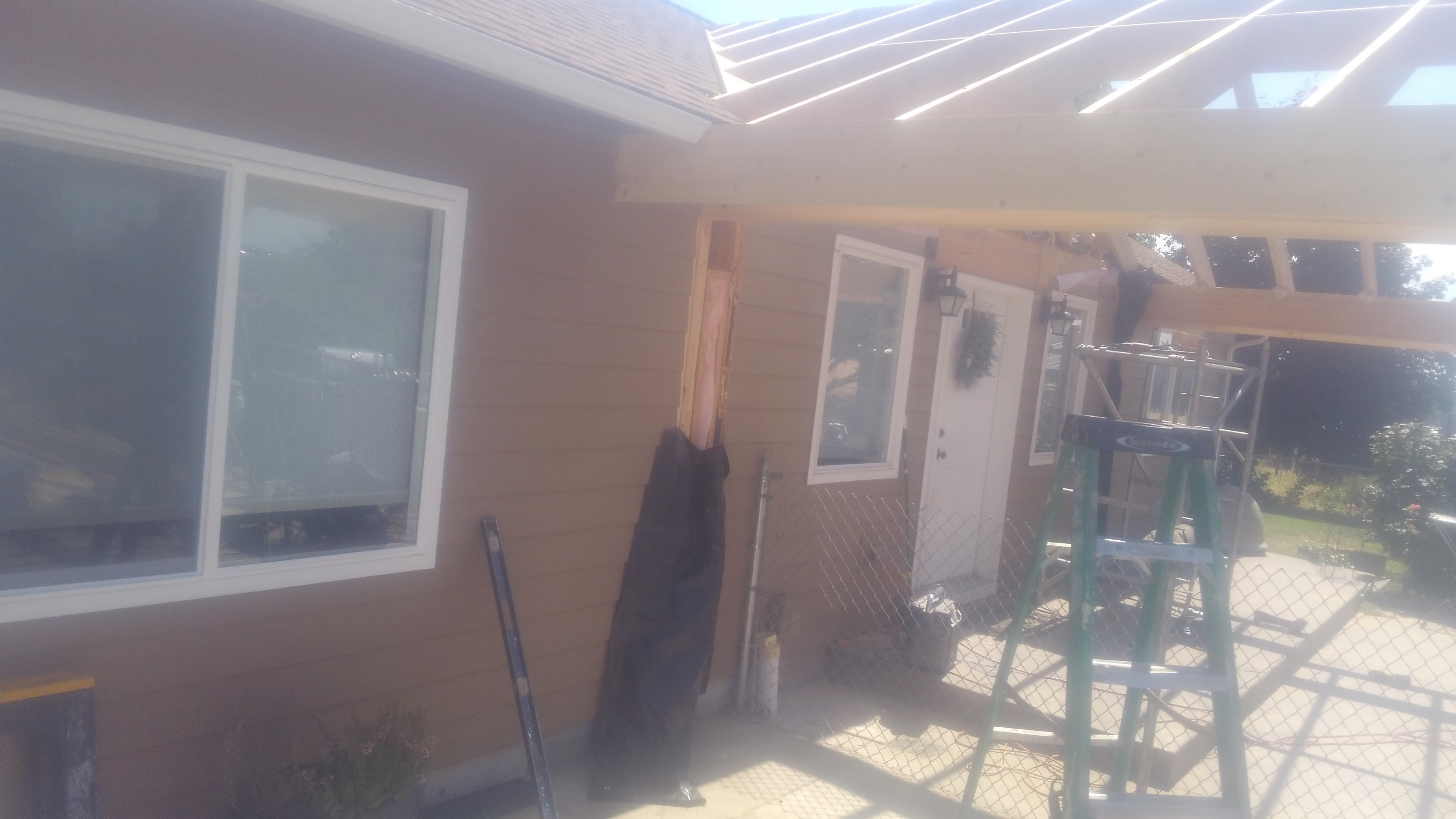 New cedar exterior staircase with railings