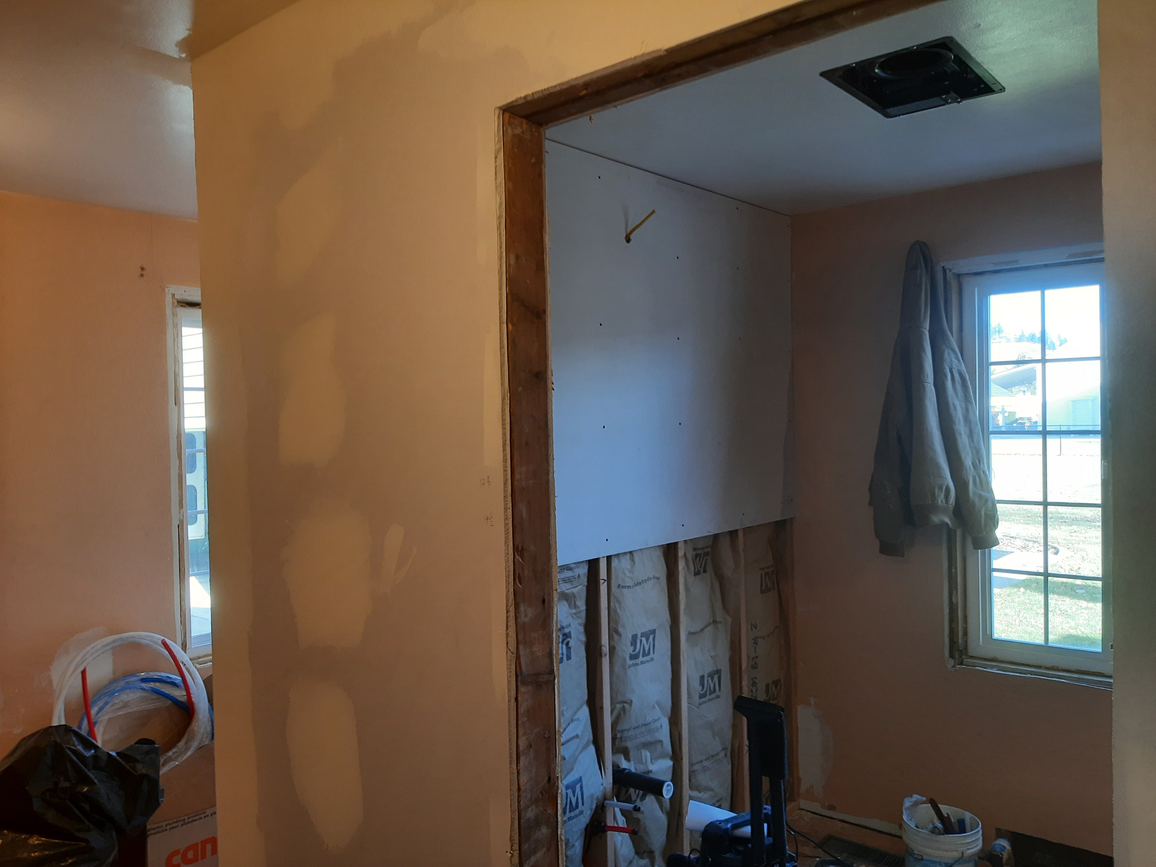 Drywall and framing rough-in during remodel